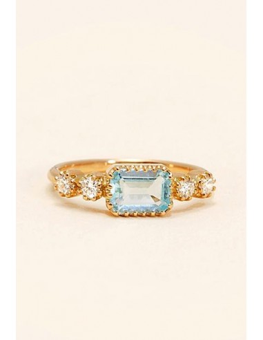 18K YELLOW GOLD, AQUAMARINE pas chere