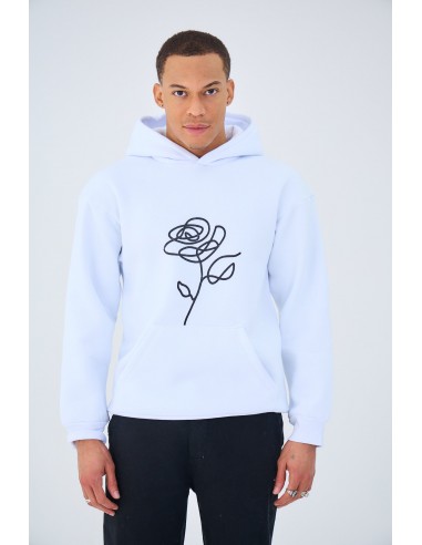 Sweat à Capuche Oversized Imprimé "FLOWER" - Blanc Fin de série