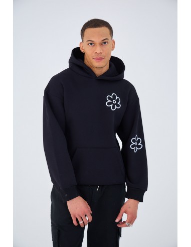 Sweat à Capuche Oversized Imprimé "FLOWER FIELD" - Noir la colonne vertébrale